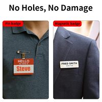 Aimants pour badges nominatifs avec 3 aimants néodyme et support adhésif pour porte-badges sur vestes d'uniforme (noir)