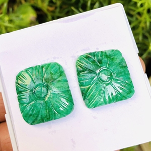 28ct Natural verde esmeralda hecho a mano forma de cojín tallado par de piedras preciosas laboratorio creado para collar joyería uso a granel - Product Image 5