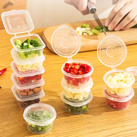 Échantillon gratuit de gobelet à sauce en plastique jetable rond pour emporter, avec couvercle à charnière