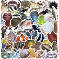 50 autocollants en PVC imperméables à thème animaux marins de dessin animé, autocollants décoratifs DIY pour ordinateur portable, bagages, cadeaux pour adultes