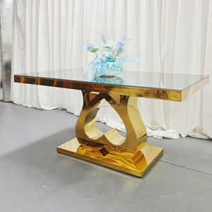 Suministros decorativos para bodas, muebles, mesa <span class=keywords><strong>de</strong></span> <span class=keywords><strong>pastel</strong></span> <span class=keywords><strong>de</strong></span> comedor <span class=keywords><strong>de</strong></span> acero inoxidable dorado, mesa nupcial para decoración <span class=keywords><strong>de</strong></span> escenario - Product Image 2