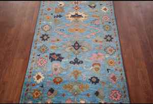 Tapis bleu indien Oushak authentique noué à la main Personnalisez la taille disponible au prix de gros - Product Image 6