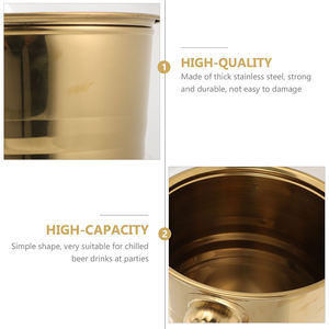 Custom <strong>Silver</strong> Stainless Steel Eco-Friendly <strong>Ice</strong> <strong>Bucket</strong> with Two Handles and Custom Logo for Beer Minimalist Design - Product Image 3