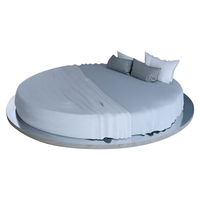 Lit double moderne en acier inoxydable 304, style italien minimaliste, diamètre 336 cm, base de lit plateforme argentée pour hôtel, chambre à coucher, appartement