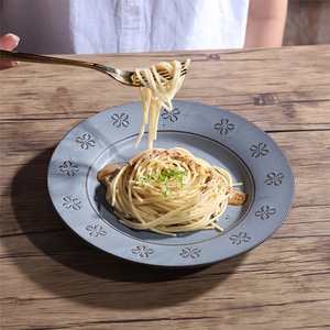 Guofeng ชามดินเหนียวสไตล์วินเทจและจานที่วาดด้วยมือตกแต่งเส้นขอบและเฉดสีที่แตกต่างกันของสี - Product Image 3