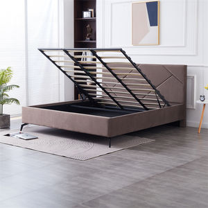 <span class=keywords><strong>Lit</strong></span> plateforme moderne rembourré marron, gris, rose, beige, taille Queen, avec rangement à vérin à gaz, vente en gros simple - Product Image 3