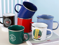 Mug en émail JUNVOY avec logo personnalisé, 150 ml, 350 ml, bord en acier inoxydable, tasse à café en métal durable, style rustique, camping, cadeau, vaisselle