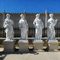 Statue de Dame Grandeur Nature en Marbre Blanc Poli, Design Européen, Personnalisable, Sculpture Quatre Saisons, Durable, Faite à la Main, pour Jardin et Villa