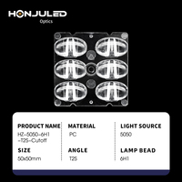 HONJU Matériau T2S-PC LED Optique Éclairage Lentille 6 Perles Motif Carré Plano-Convexe pour Projecteur de Rue Degré 6 Coupure