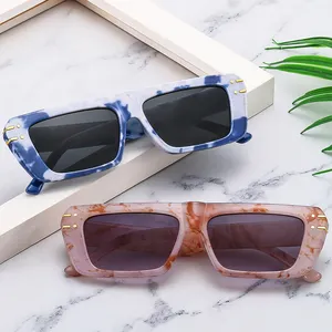 88928 Custom Fashion Vintage Square Sunglasses Unisex Retro Designer Rectangle Sun Glasses Flat Top Shades UV400