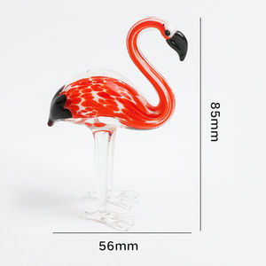 งานฝีมือแก้วเป่ามือ รูปนกฟลามิงโก้สีแดงชมพู งานศิลปะแก้วมูราโน่โบราณ ของสะสมตกแต่งบ้าน - Product Image 5