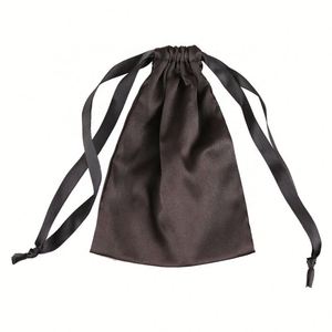 Sac de rangement en satin noir avec cordon de serrage pour extensions capillaires, promotion vente chaude, avec logo personnalisé imprimé pour le rangement de vêtements et de sous-vêtements - Product Image 2