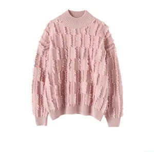 Großhandel V-Ausschnitt Quaste Pullover Pullover Loose Lazy Fashion Dünne einfarbige weiche Baumwolle Fransen Strick pullover