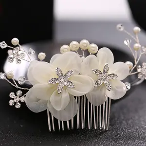 Mariée perle bandeau haute qualité perle cristal blanc fleur bandeau mariée diadème fête mariage cheveux accessoires