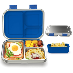 Boîte à lunch en métal personnalisée à 3 compartiments pour enfants, boîtes à lunch bento en acier inoxydable étanches avec contenants pour l'école et le bureau - Product Image 1