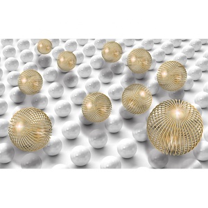 Papier peint Photo personnalisé 3D, tapisserie décorative sur mesure pour mur d'accent, boule d'or abstraite stéréo - Product Image 6