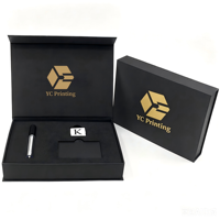Boîte cadeau magnétique noire de luxe avec logo personnalisé, emballage de boîte cadeau magnétique et boîte en papier PR haut de gamme