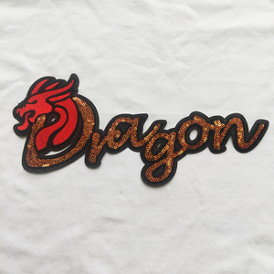 Grosir kustom tempelan bordir ramah lingkungan nama tim klub & hewan naga huruf Sequin di Iron-on untuk pakaian - Product Image 1