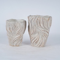 Lian Da 2026 Nouvelle Arrivée Vase en Béton Sculpté à la Main Effet Vague Pot de Fleurs en Ciment Vieilli Style Vintage Décoration Intérieure Minimaliste