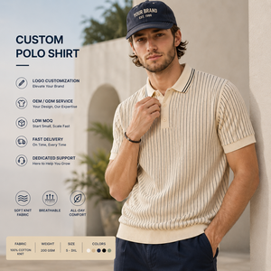 Camiseta Polo Personalizada para Hombre, Manga Corta, Rayada, Tejido Elástico/Poliéster, Transpirable, Informal, Servicio OEM ODM - Product Image 1