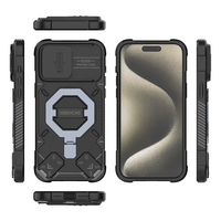 Coque Rigide de Protection Robuste du Fabricant pour iPhone 15 Pro Max, Extérieur Homme, Cool, avec Support de Charge Magnétique sans Fil