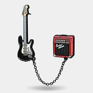 Il nuovo caldo metallo smalto perni all'ingrosso fabbricazione strumenti musicali abbigliamento decorare smalto duro personalizzato spilla chitarra - Product Image 2
