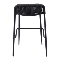 Noir Patio Bistro Comptoir Hauteur Chaises Meubles En Plein Air En Aluminium Jardin Tissé Corde Haute Sans Bras Tabourets De Bar