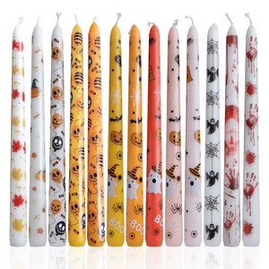 25cm Ghost Pole Printed Halloween Paraffin Smokeless Taper <b>Candle</b>, Orange Halloween Pumpkin Ghost Print Candlesticks - Product Image 5
