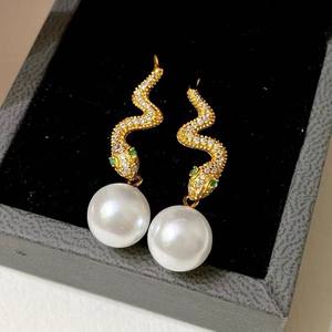 Boucles d'oreilles en argent DIY WENCHI modèle 10812 22449, perles de 9 à 13 mm, bijoux en argent S925, accessoires pour oreilles, perles, design serpent spirituel - Product Image 2