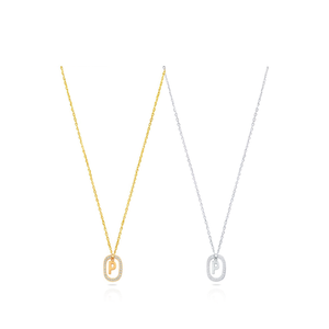 Collana con Ciondolo Lettera P della Collezione Zi in Acciaio Inossidabile Oro e Argento Minimalista per Uso Quotidiano - Product Image 2
