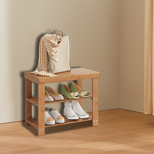 <b>Shoe</b> Rack And Bench Multi Layer <b>Storage</b> For Home Bedroom Entryway <b>Space</b> <b>Saving</b> Original Color 50CM 60CM 67CM - Product Image 1