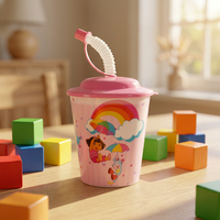 Fabrication chinoise professionnelle, gobelet à boisson réutilisable en plastique 3D lenticulaire mignon, 9 oz, sans BPA, adapté aux enfants