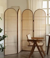 Paravents vintage amovibles pour la pièce, séparateurs en rotin, panneaux de séparation de bureau mobiles