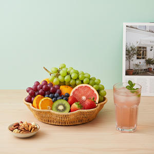 ตะกร้าหวายเทียมโบไบรูปทรงหลายเหลี่ยมภาชนะใส่อาหารทำด้วยมือสำหรับผลไม้ขนมปังขนมขบเคี้ยวที่เก็บของในครัว - Product Image 2