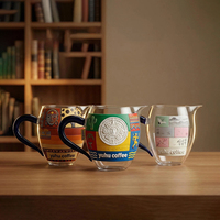 Gobelet en verre transparent pour Americano et Cappuccino avec logo personnalisé, 350 ml, avec poignée, pour thé au lait et jus