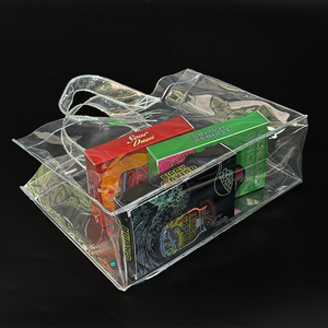 Großhandel transparente <span class=keywords><strong>PVC</strong></span> Einkaufstaschen Verpackung-wasserdichte Kunststoff-Geschenkt üten für Lebensmittel mit benutzer definierten Logo-Druck - Product Image 3