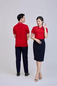 Regular Short 200 Grams Blank High stretch Soft Shape retention Comfortable Polyester Spandex Knit 50D <b>Polo</b> <b>Shirt</b> <b>Red</b> - Product Image 6