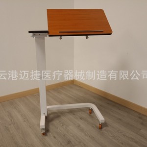 Mesa de Noche Hidráulica con Base de Pedestal, Superficie de Madera Rectangular, Mueble de Hospital - Product Image 4
