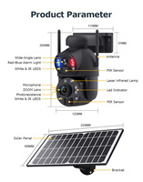 Caméra solaire infrarouge laser à double objectif WiFi 4G avec zoom 36X, étanche IP66, alimentée par batterie, pour la sécurité extérieure à domicile