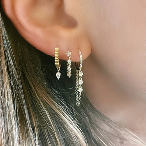 Pendientes Colgantes CANNER S925 de Plata de Ley con Diseño Simple de Gota de Agua y Circonita 5A, Bañados en Oro de 18k - Product Image 4