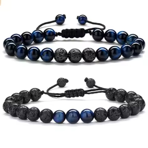 Wholesale Men's 8mm Tiger Eye Lava Stone Stretch <b>Bracelet</b> <b>Healing</b> Stress Fashion Accessory - Product Image 6