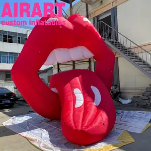 Red inflatable air kissing lips model light inflatable heart sculpture for festive decoration Z07