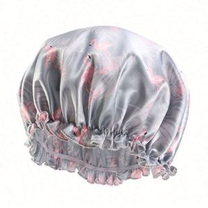 Bonnet de nuit élastique ajustable en satin soyeux pour adultes, style turban, motif floral, unisexe, pour la vente en gros - Product Image 4