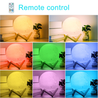 Moderne 3D Imprimé LED Boule Jaune Lumière Rechargeable Maison Intelligente Lune Lampe Blanc Abat-Jour Télécommande pour Chambre Salon
