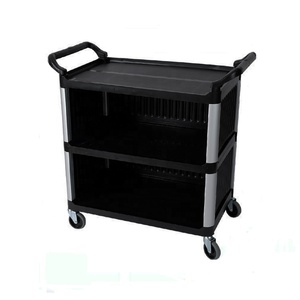 Carrito de Almacenamiento de Plástico de 3 Niveles O-Cleaning, Carrito de <span class=keywords><strong>Servicio</strong></span> Médico, Carrito Rodante para <span class=keywords><strong>Servicio</strong></span> de <span class=keywords><strong>Limpieza</strong></span> de Restaurantes/Hoteles - Product Image 1