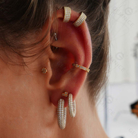 Pendientes de Aro en Forma de C de Gemnel, Chapados en Oro Real Turco de 14k, Plata 925, Joyería Delicada con Circonita Cúbica, para Boda