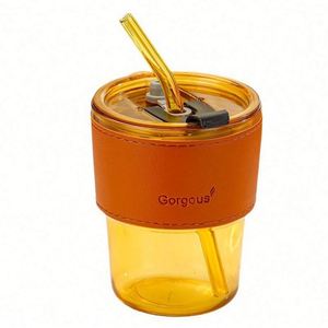 Taza Infantil Personalizada con Diseño de Dibujos Animados, 400 ml, Vidrio Grueso Ecológico, Reutilizable, con Tapa y Pajita, Estilo Nórdico Moderno, para Café, Té y Agua - Product Image 4