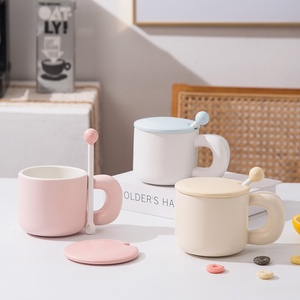 Taza de Cerámica Simple con Asa Grande, Tapa y Varilla <span class=keywords><strong>para</strong></span> Mezclar, Resistente a Altas Temperaturas, <span class=keywords><strong>para</strong></span> Café, Leche, <span class=keywords><strong>Desayuno</strong></span>, Unisex - Product Image 1