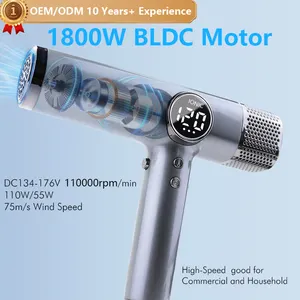 OEM/ODM Manufacturers Hair Dryer 110000 RPM Brushless Ionic Blow Dryer With Diffuser Portable Hairdryers With Magnetic Nozzle