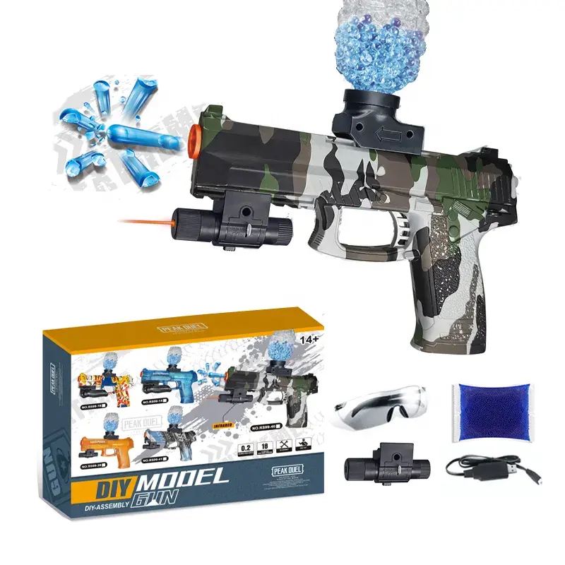Automatic electric splatter splat ball camouflage gun suitable for adults water beads gel bullet blaster toy gun